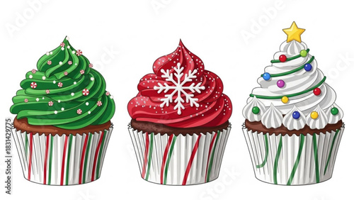 Delicious christmas cupcakes holiday treats vector art festive baking dessert sweet food design illustration