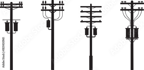 Silhouette power poles showcasing the essential infrastructure for electrical distribution