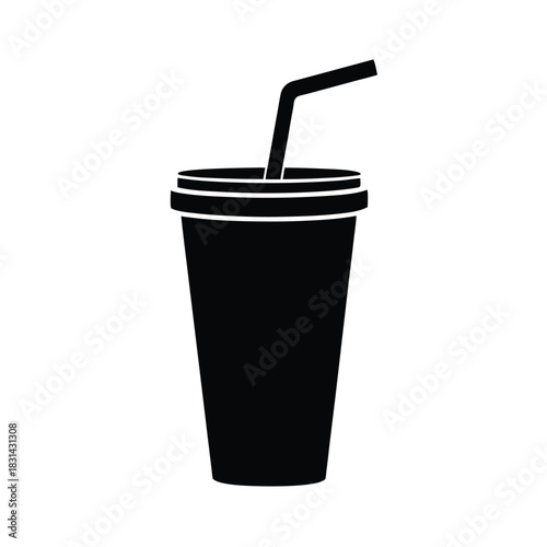 Cold Drink Cup With Lid And Straw Icon Vector Illustration