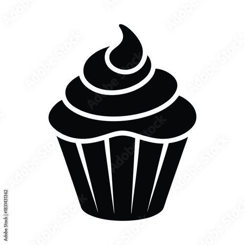 Cupcake With Frosting Swirl Icon Vector Illustration