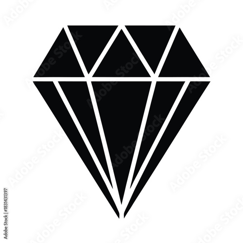 Diamond Gemstone Facets Icon Vector Illustration