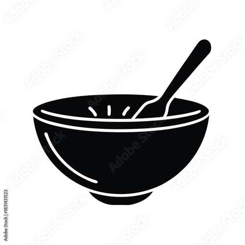 Food With Spoon Icon Vector Illustration