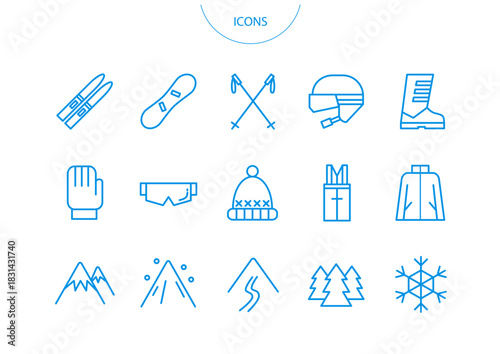 スキー　アイコン ピクトグラム　ベクター イラスト　セット