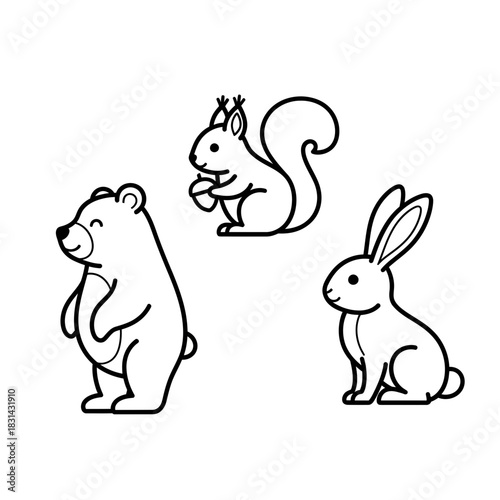 Charming forest friends a playful bear a curious squirrel and a gentle rabbit are ready for your next creative project