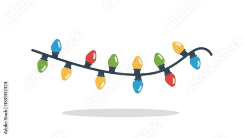 Festive string of colorful christmas lights creating a joyful holiday atmosphere and decoration for seasonal celebrations and events