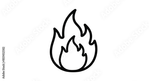 Simple Line Art Icon of a Flame.