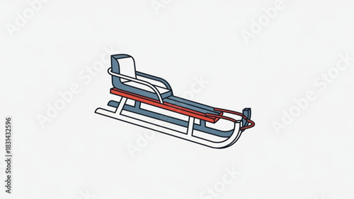 Isolated vintage wooden sled illustration on a white background for winter holiday fun and seasonal activities showing a classic design