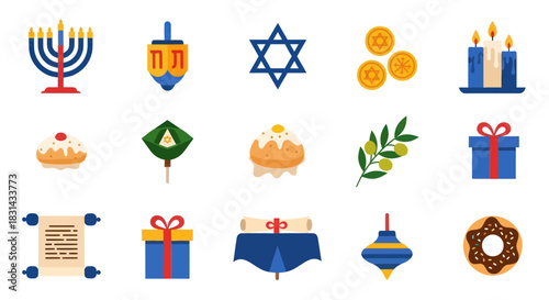 Collection of festive holiday icons for cultural celebration design elements