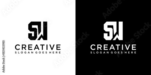 SW or WS initial letter logo design vector