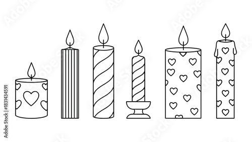 Valentine candles cute illustration pink background love theme
