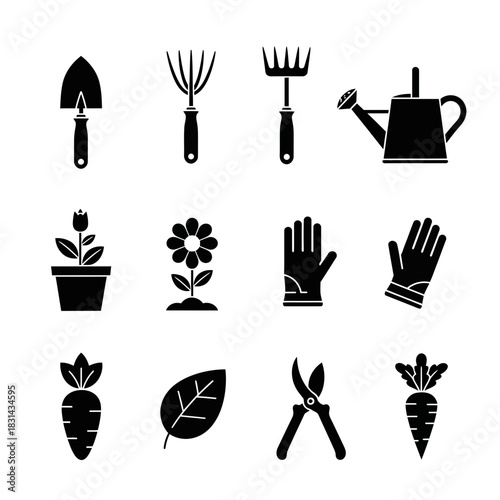 Cultivate your dreams with this essential garden tool icon set, perfect for vibrant planting projects and outdoor living.