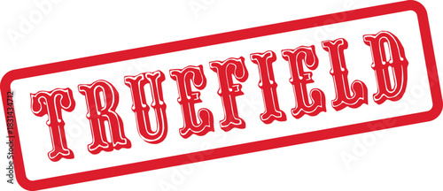 Authentic Truefield Red Ink Mark with Grungy Texture and Rectangular Vintage Seal