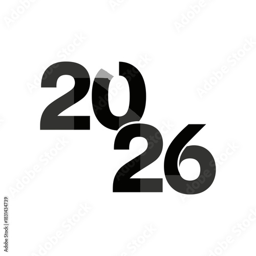 Bold modern typography announces the year 2026 with clean, dynamic lines perfect for forward-thinking design projects