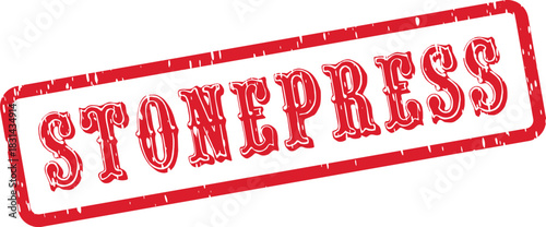 Classic Stonepress Design in Red Rubber Stamp Style with Vintage Grunge Effect