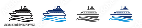 cruise ship  icon set multiple style