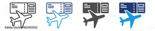 boarding pass  icon set multiple style