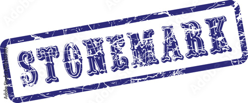 Official Stonemark Blue Ink Stamp with Grungy Texture and Rectangular Border