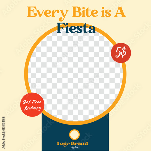 Vibrant food social media post template for marketing delicious offers