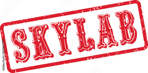 Vintage red rubber stamp with SKYLAB text for scientific or organizational records