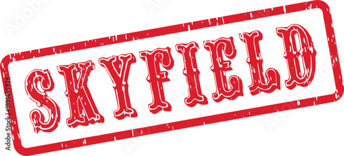 Classic red rubber stamp with SKYFIELD text for business or informational use
