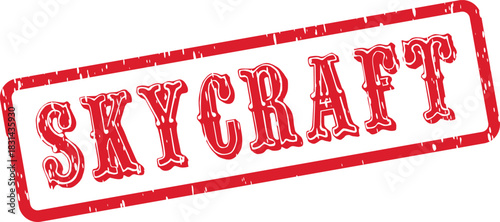Textured red rubber stamp impression featuring SKYCRAFT word for official use