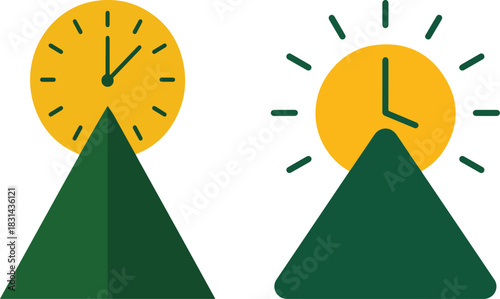 Clock and sun symbolizing time and new beginnings