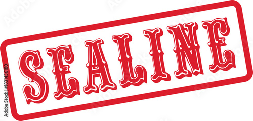 Sealine red grunge rubber stamp denoting a coastal boundary or maritime route concept
