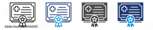 health certificate  icon set multiple style