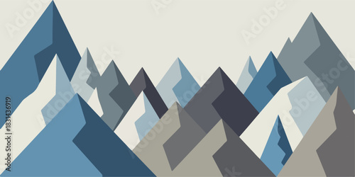 Geometric landscape of mountain peaks in modern style