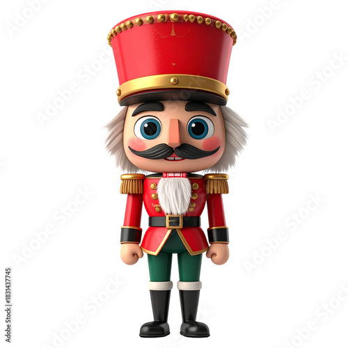Santa Claus in a red costume and hat with a winter beard holding holiday Christmas gifts