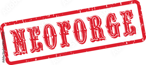 NEOFORGE Red Rectangular Rubber Stamp Design with Distressed Grungy Texture for Industrial Mark