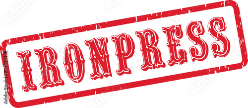 Red distressed rubber stamp with IRONPRESS text signifies strength and robust manufacturing processes