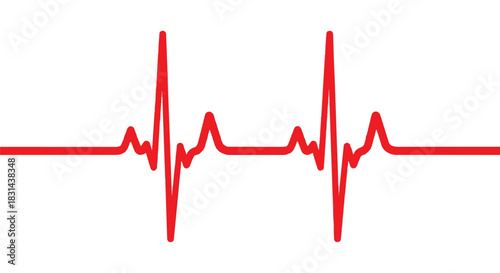 Red Heartbeat Line on White Background.