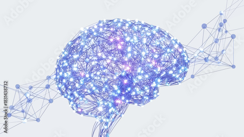 Innovative brain network visualization for neuroscience research and artificial intelligence applications, showcasing neural connections and cognitive function