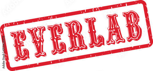 Everlab red grunge rubber stamp text with distressed edges and rectangular border