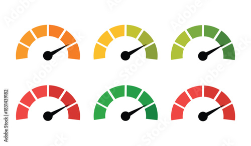 Performance measurement with color variations from red to green vector isolated