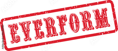 Everform Red Grunge Rubber Stamp with Rectangular Border for Company Verification