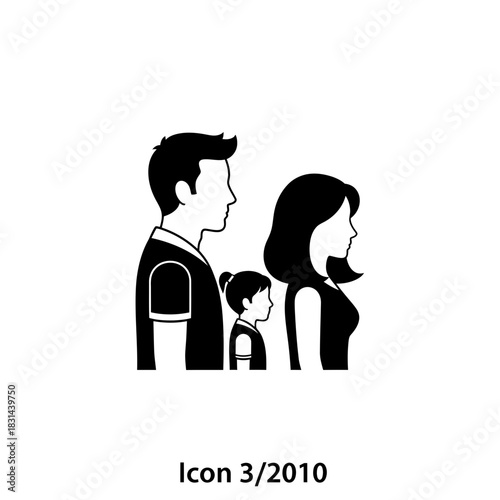 Modern family profile silhouettes representing unity and connection, ideal for branding and design projects.