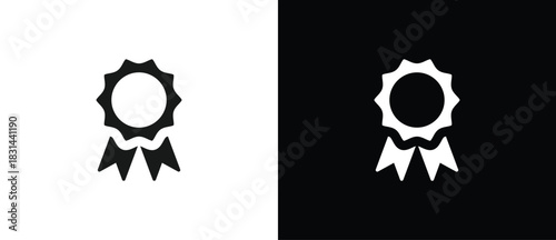 Simple Approval icon, certified medal symbol, Verified medal icons. Approved or certified badge medal symbol. Approved quality sign, vector illustration in transparent and black background. Flat icon