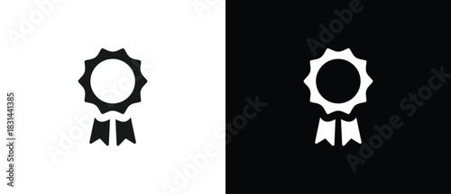 Simple Approval icon, certified medal symbol, Verified medal icons. Approved or certified badge medal symbol. Approved quality sign, vector illustration in transparent and black background. Flat icon