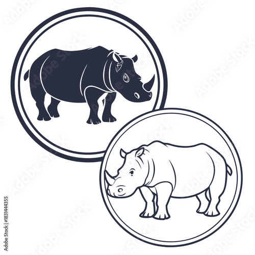 rhino illustration, rhinoceros drawing,