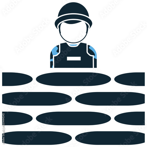 Army Sand Sack Vector Ideal for military defense, fortification, and protection graphics. Symbolizes barrier, security, reinforcement, and field defense.