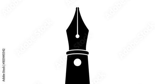 Classic black fountain pen nib design symbolizing writing, creativity, and formal communication for elegant documents and artistic expression