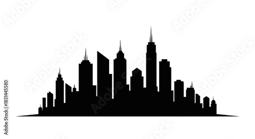 Dynamic cityscape silhouette showcasing modern urban architecture and metropolitan energy for business and design projects.