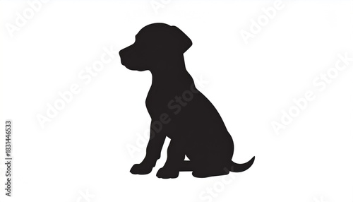 Silhouette of a sitting dog.