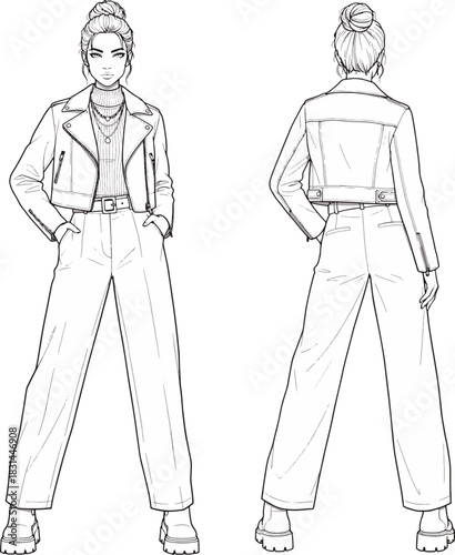 Vibrant Modesty: Contemporary Hijabi Fashion Illustration, Abstract Print Blouse with Puffy Gold Sleeves, Wide Belt, and Long Teal Skirt, Islamic Attire and Muslimah Style Vector.