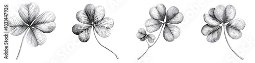 Clover Pencil Sketches: Lucky Charms for St. Patrick's Day and Nature-Inspired Designs