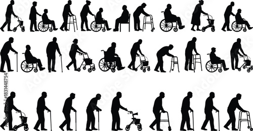 Ultimate People Silhouettes Mega Bundle Dance, Sports, Fitness, Avatars, Family, Elderly Care, Relationships, and Active Children Playing, for Comprehensive Creative Design Projects Vector Set.