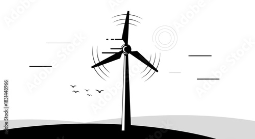 Dynamic wind turbine generates clean energy, symbolizing sustainability and a brighter future for our planet.