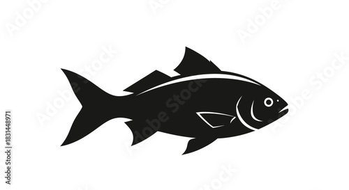 Elegant silhouette of a fish in profile, perfect for seafood branding, culinary arts, and aquatic themes